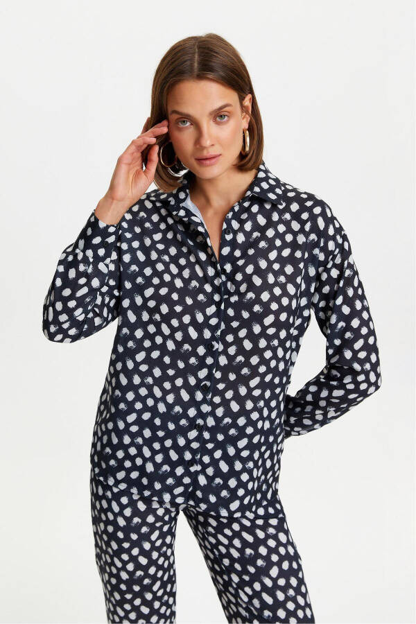 Patterned Relaxed Fit Shirt Black - 6