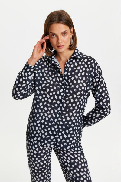 Patterned Relaxed Fit Shirt Black - 11