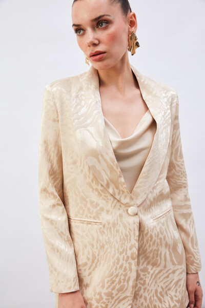 Patterned Satin Jacket - Beige - 10