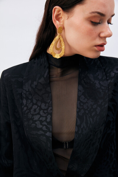 Patterned Satin Jacket - Black - 10