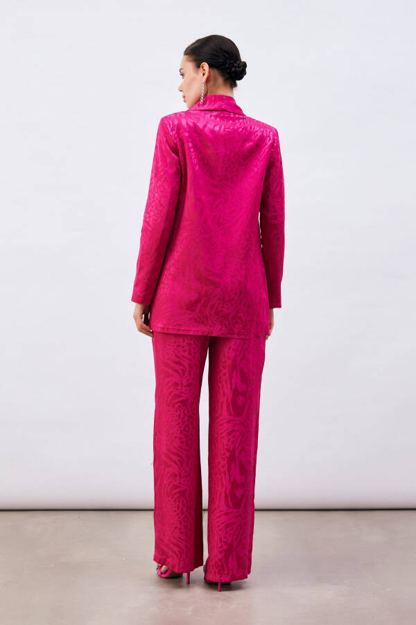 Patterned Satin Jacket - Fuchsia - 7