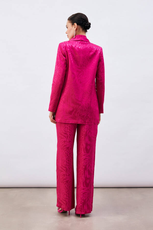 Patterned Satin Jacket - Fuchsia - 14