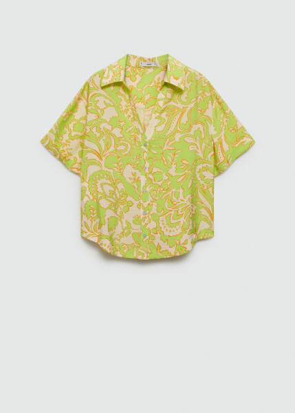 Patterned shirt with short sleeves - Grass Green - 1