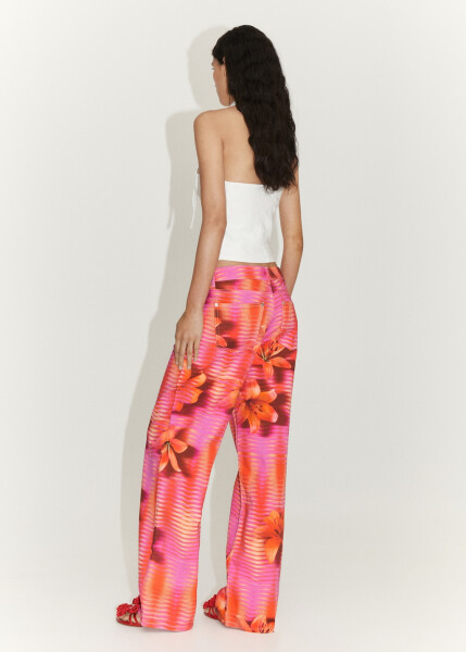 Patterned wide leg jeans - Pink - 3