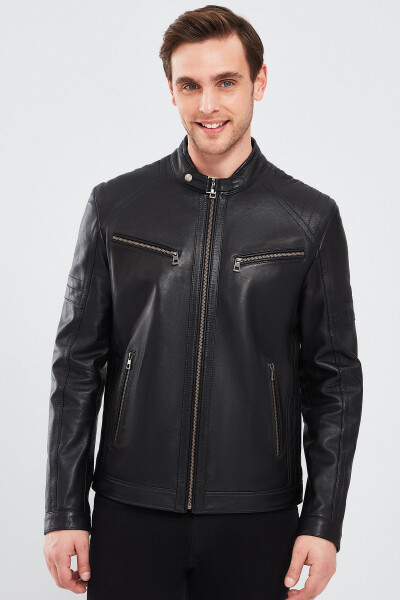 Paul Men's Black Leather Jacket 23wge6503ev - 2