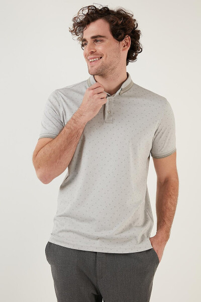 Paxta Aralashgan Naqshli Slim Fit Polo Ko'ylagi 646B3250 - 9