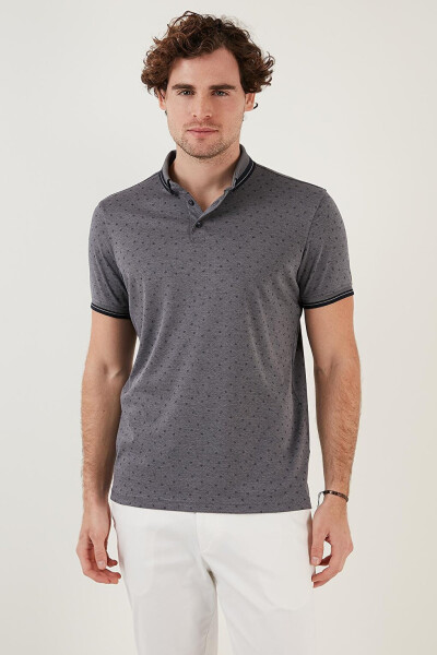 Paxta aralashgan naqshli Slim Fit Polo ko'ylagi 646B3250 - 4