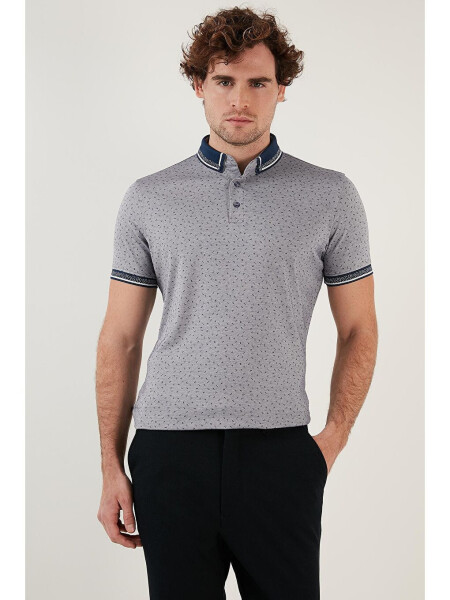 Paxta aralashgan naqshli slim fit Polo ko'ylak 646B3200 - 1