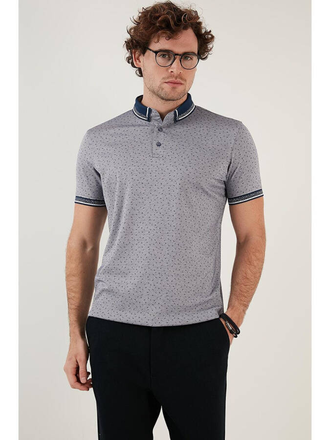 Paxta aralashgan naqshli slim fit Polo ko'ylak 646B3200 - 2