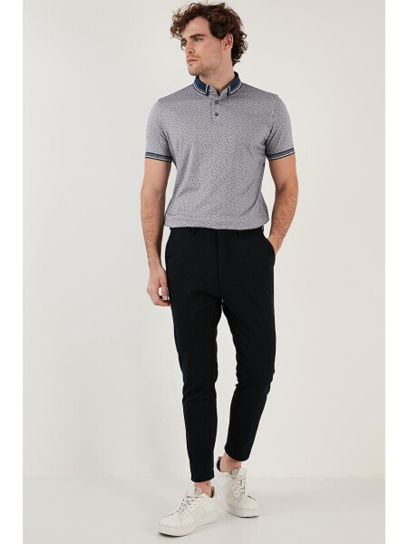 Paxta aralashgan naqshli slim fit Polo ko'ylak 646B3200 - 4