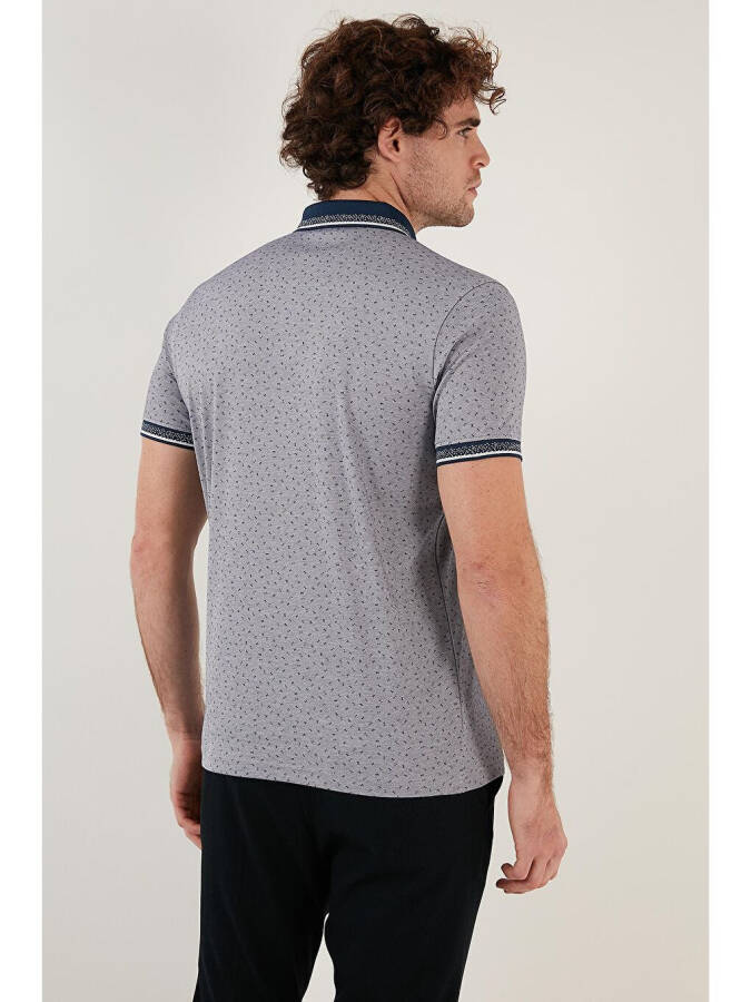 Paxta aralashgan naqshli slim fit Polo ko'ylak 646B3200 - 5