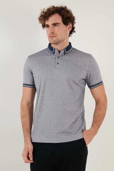 Paxta aralashgan naqshli slim fit Polo ko'ylak 646B3200 - 3