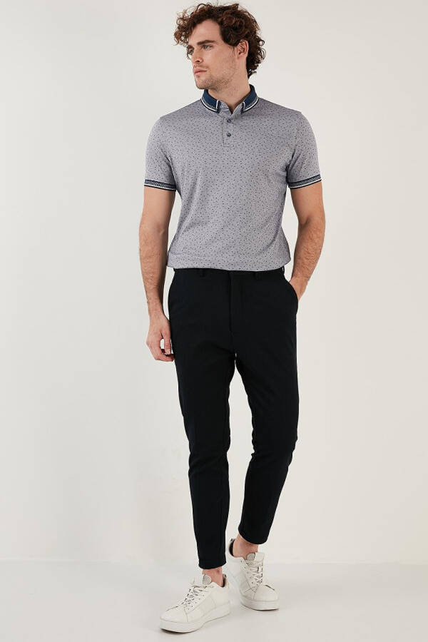 Paxta aralashgan naqshli slim fit Polo ko'ylak 646B3200 - 4