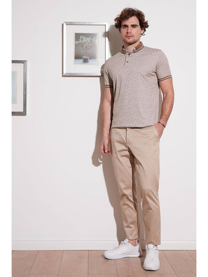 Paxta Aralashgan Naqshli Slim Fit Polo Ko'ylak 646B3280 - 7