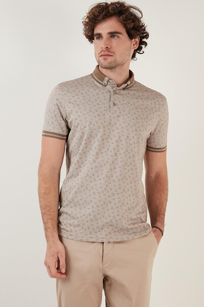 Paxta Aralashgan Naqshli Slim Fit Polo Ko'ylak 646B3280 - 13