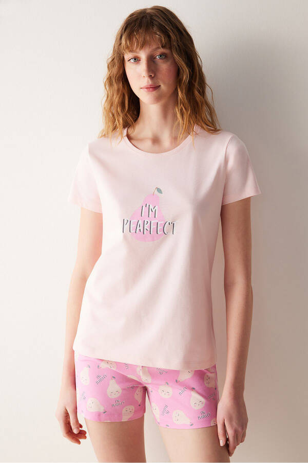 Pearfect Şortlu Pembe Pijama Takımı - 11