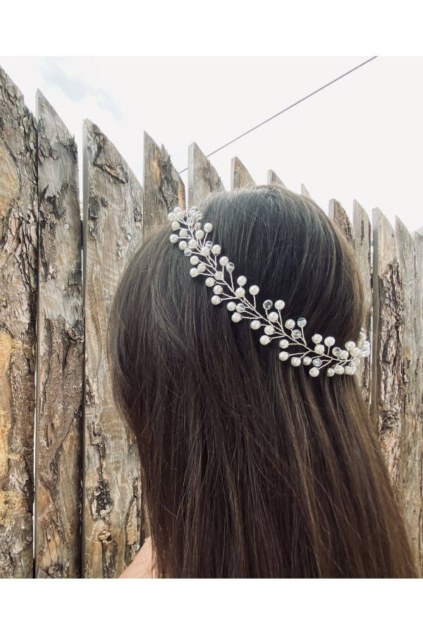 Pearl and Crystal Bridal Tiara Hair Accessory - 12