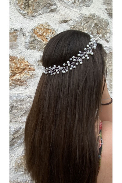 Pearl and Crystal Bridal Tiara Hair Accessory - 14