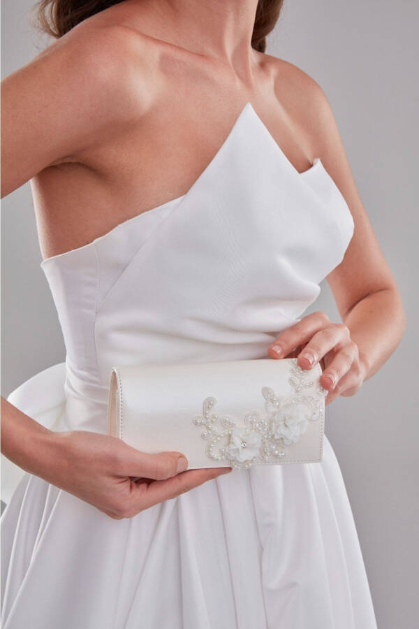 Pearl Applique Bridal Clutch, Bridal Wallet, White Bridal Clutch for Women - 5