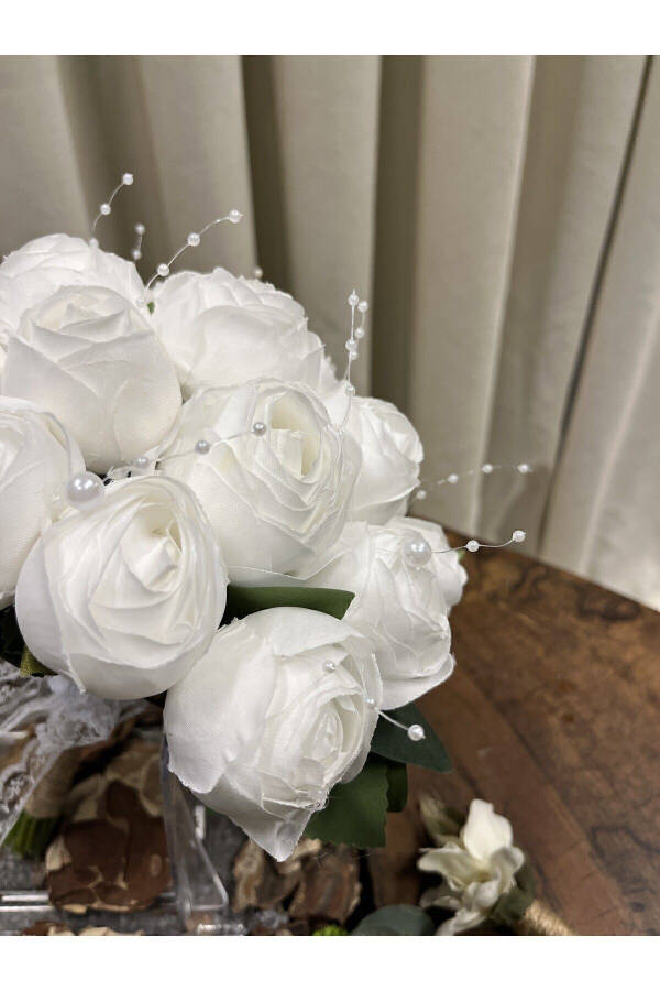 Pearl Peony Bridal Bouquet - Groom Boutonniere - Bridal Flowers - 22