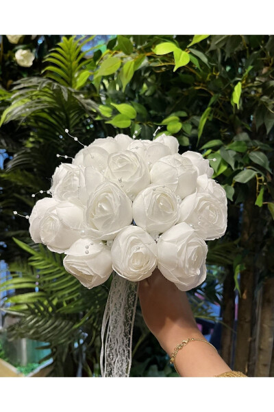 Pearl Peony Bridal Bouquet - Groom Boutonniere - Bridal Flowers - 5