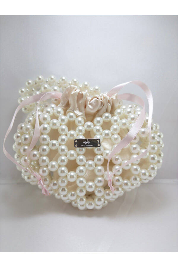 Pearled Heart Bag - Beaded Bag - Bridal Bag - Engagement Bag - Gift - 5