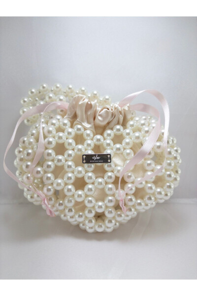 Pearled Heart Bag - Beaded Bag - Bridal Bag - Engagement Bag - Gift - 1