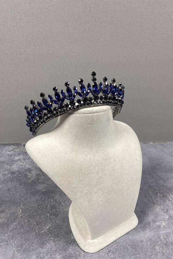 Pedro Model Elegant Bridal Crown Henna Crown Blue Bridal Crown - 1