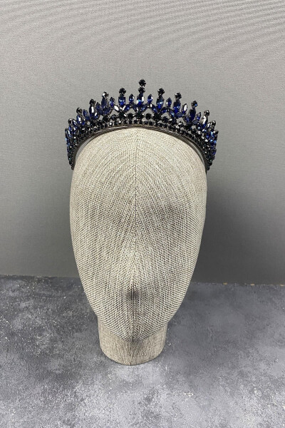 Pedro Model Elegant Bridal Crown Henna Crown Blue Bridal Crown - 3