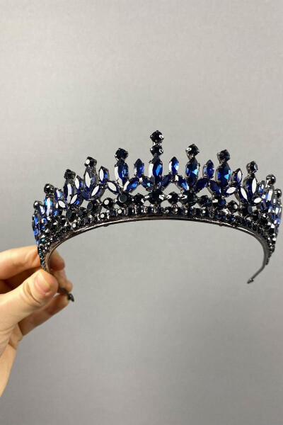 Pedro Model Elegant Bridal Crown Henna Crown Blue Bridal Crown - 5