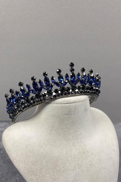 Pedro Model Elegant Bridal Crown Henna Crown Blue Bridal Crown - 7