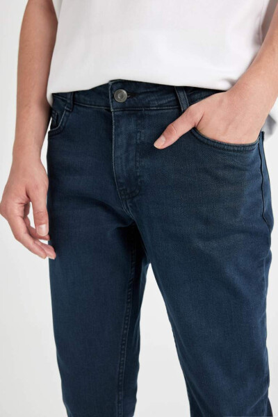 Pedro Slim Fit Dar Kalıp Normal Bel Dar Paça Jean Pantolon Mavi Siyah - 5