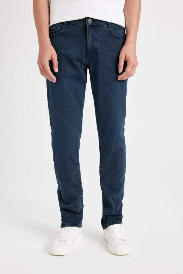 Pedro Slim Fit Dar Kalıp Normal Bel Dar Paça Jean Pantolon Mavi Siyah - 1