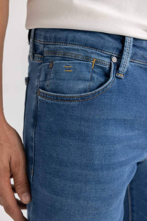 Pedro Slim Fit Dar Kalıp Normal Bel Dar Paça Jean Pantolon Mint Mavi - 5