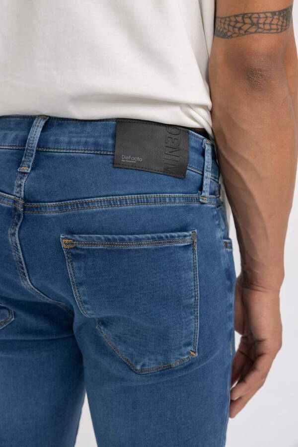 Pedro Slim Fit Dar Kalıp Normal Bel Dar Paça Jean Pantolon Mint Mavi - 6