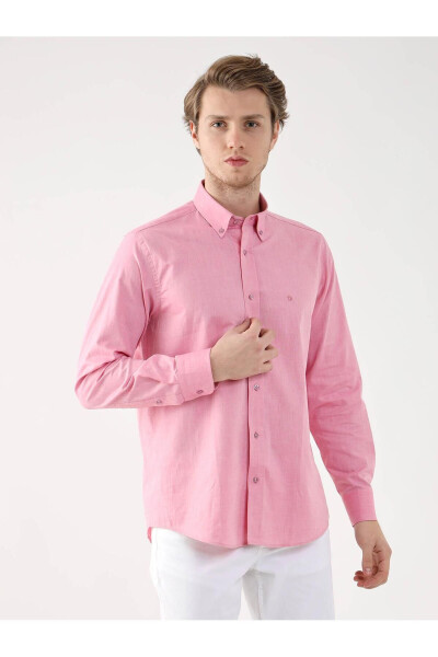 Pembe Erkek Regular Fit Oxford Brent Düğmeli Yaka Uzun Kol Gömlek - 94867 - 16