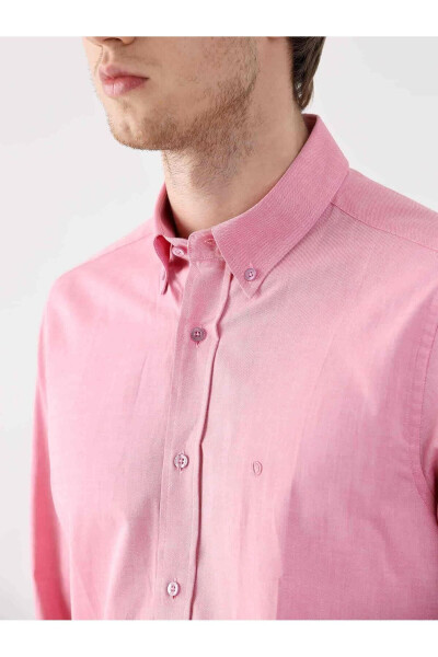 Pembe Erkek Regular Fit Oxford Brent Düğmeli Yaka Uzun Kol Gömlek - 94867 - 12