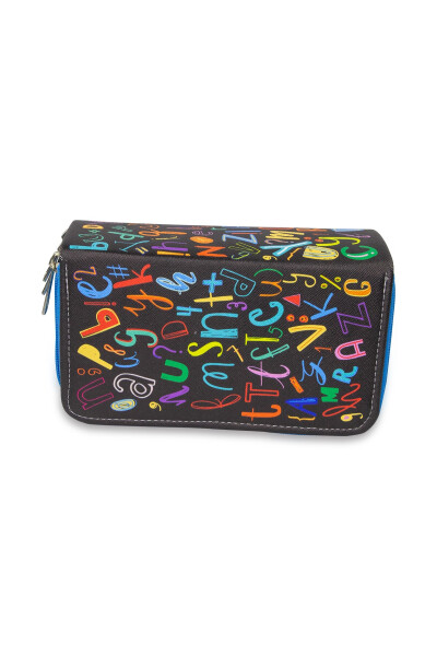 Pencil Case Alphabet Kawaii Pattern Organizer Three Compartments (pencil holder) - 2