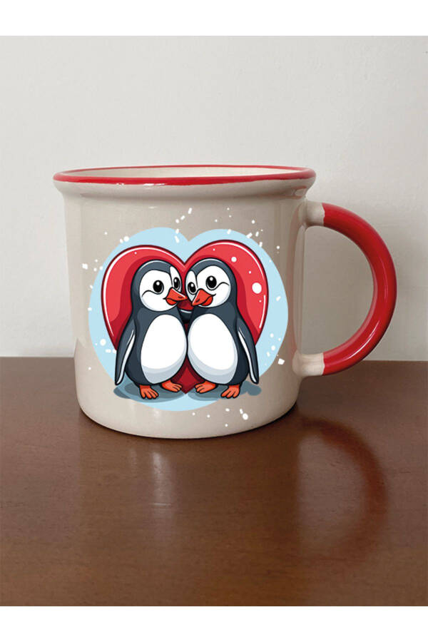 Penguin Heart Red Mouth Mug Gift Set - Ceramic Tea, Coffee Gift Mug - 1