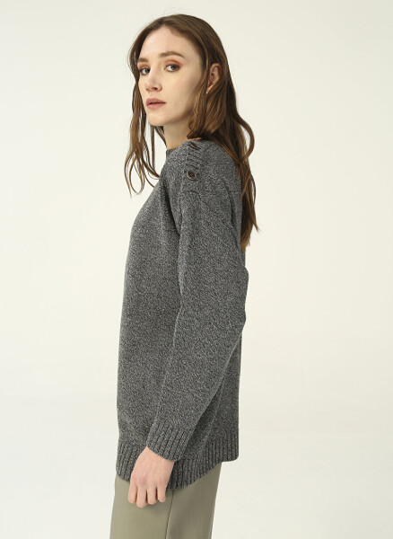 People By Fabrika Boat Neck Plain Anthracite Melange Women's Sweater PROJECT-3 - 10