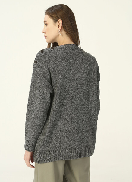 People By Fabrika Boat Neck Plain Anthracite Melange Women's Sweater PROJECT-3 - 11