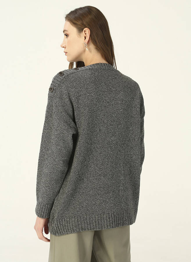 People By Fabrika Boat Neck Plain Anthracite Melange Women's Sweater PROJECT-3 - 11