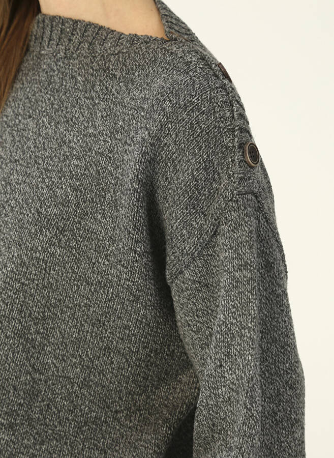 People By Fabrika Boat Neck Plain Anthracite Melange Women's Sweater PROJECT-3 - 12