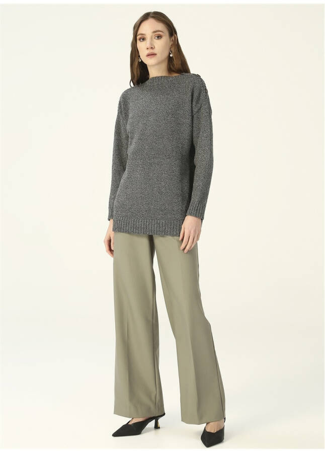 People By Fabrika Boat Neck Plain Anthracite Melange Women's Sweater PROJECT-3 - 14