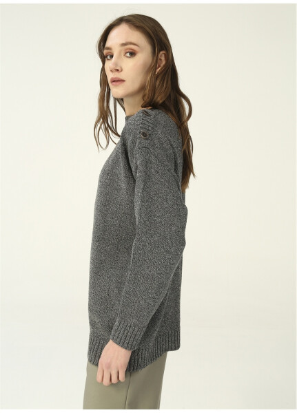 People By Fabrika Boat Neck Plain Anthracite Melange Women's Sweater PROJECT-3 - 16