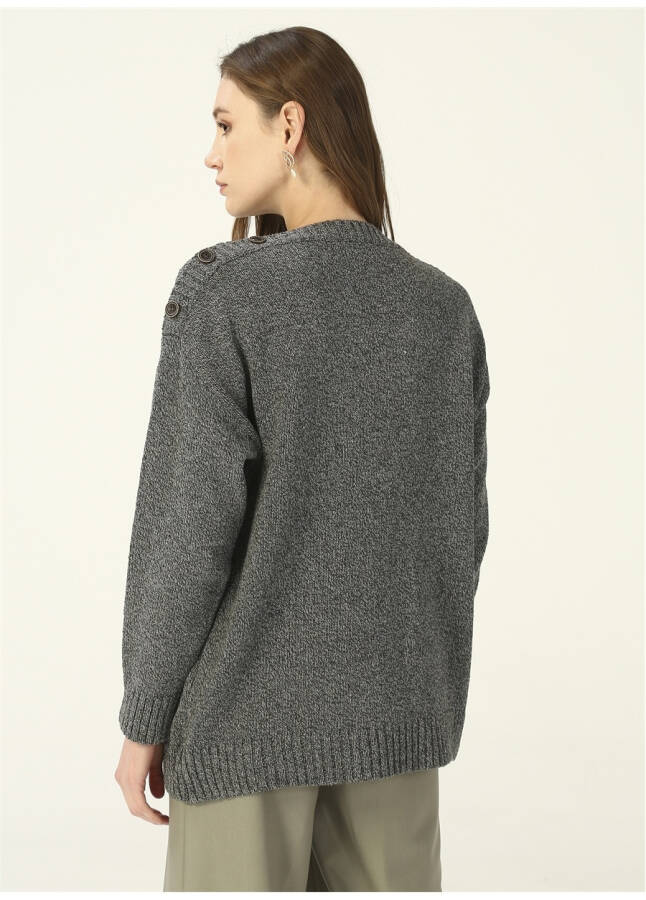 People By Fabrika Boat Neck Plain Anthracite Melange Women's Sweater PROJECT-3 - 17