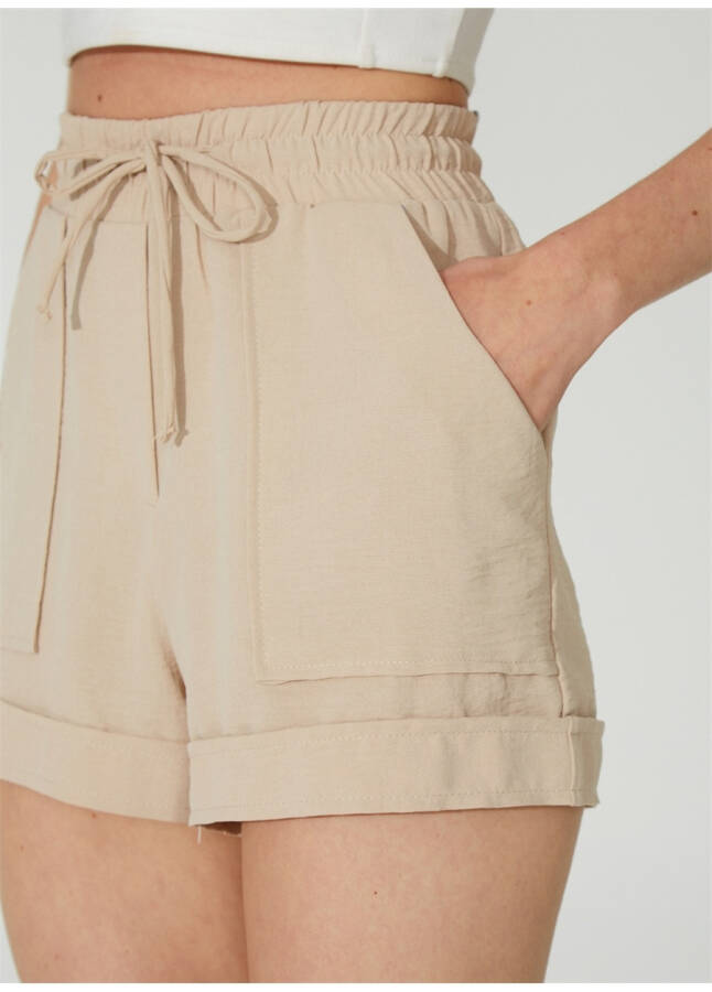 People By Fabrika Normal Waist Regular Beige Women's Shorts DUN - 8