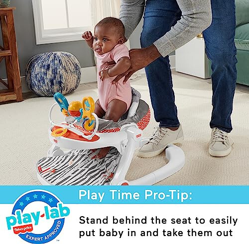 Переносной детский стульчик Fisher-Price Premium Sit-Me-Up Floor Seat с подносом для перекусов и игровой дугой, плюшевой подушкой, лисой-невидимкой - 36