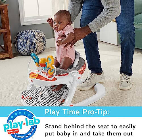 Переносной детский стульчик Fisher-Price Premium Sit-Me-Up Floor Seat с подносом для перекусов и игровой дугой, плюшевой подушкой, лисой-невидимкой - 24