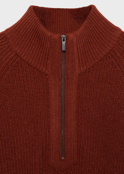 Perkins ribbed turtleneck sweater - Burnt Orange - 12